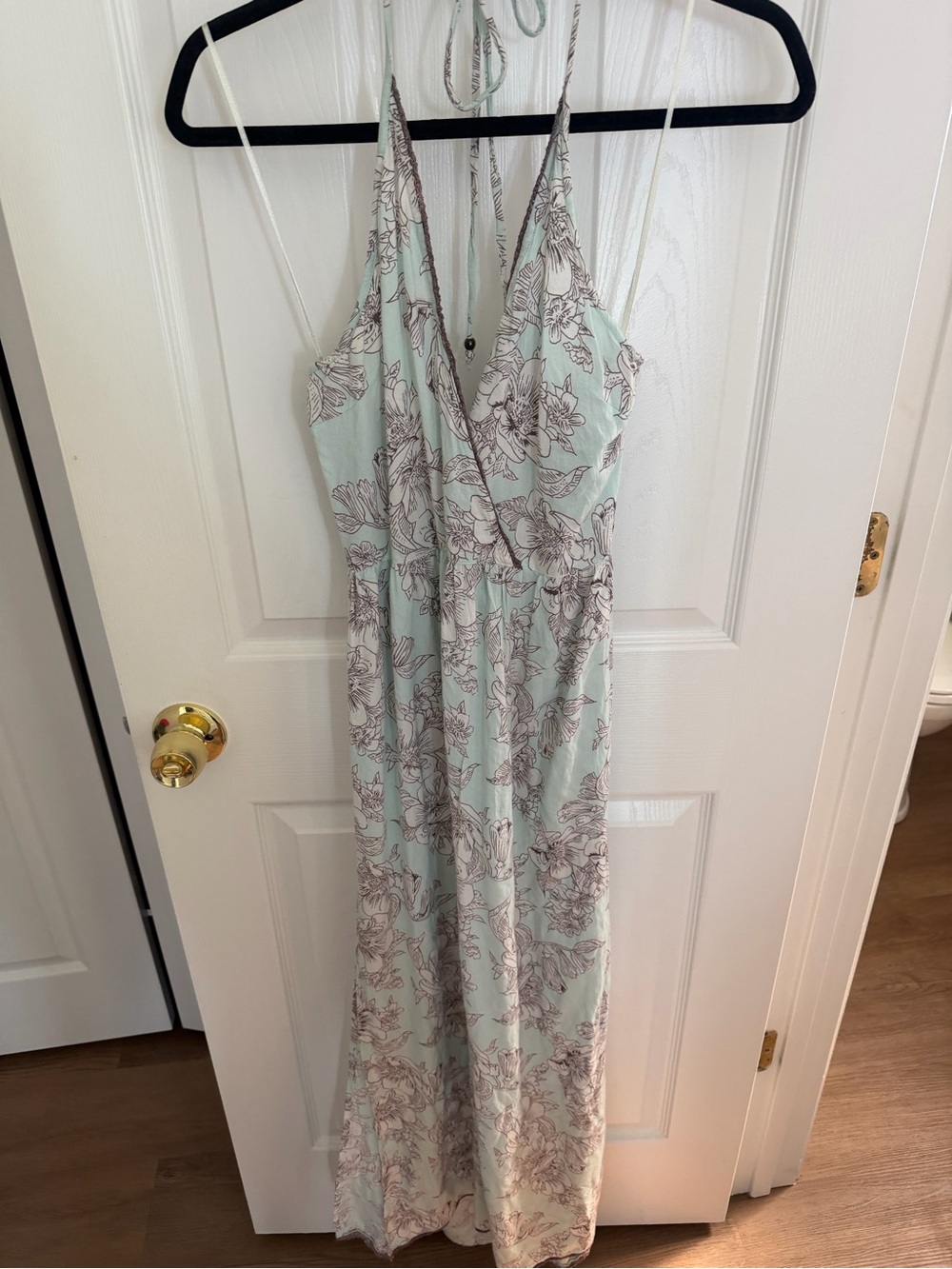 Angie Teal Brown Floral Maxi Dress Size Small